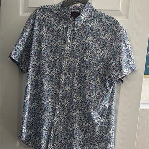 J. Crew Men's Blue Floral Short Sleeve Shirt